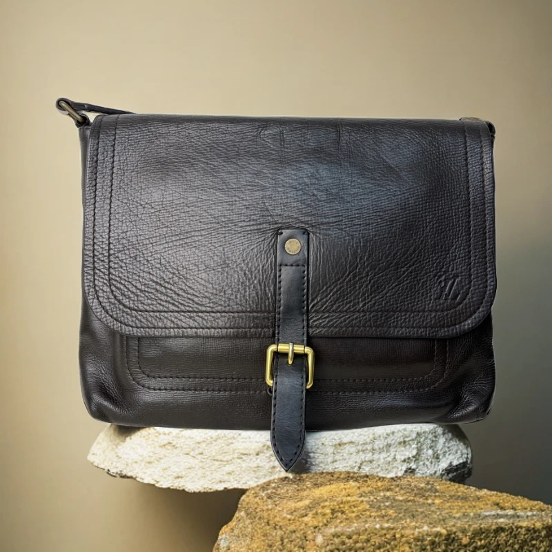 95新 LouisVuitton/路易威登 6613/棕色全皮斜挎包
