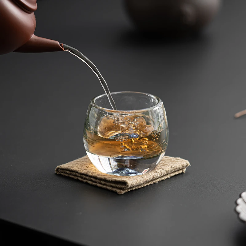 水晶玻璃主人杯创意千里江山茶杯家用简约品茗杯功夫茶具个人单杯