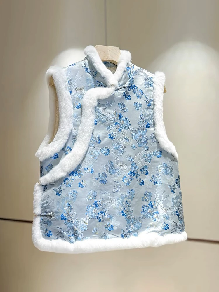 南油朱朱 蓝色马甲毛毛163