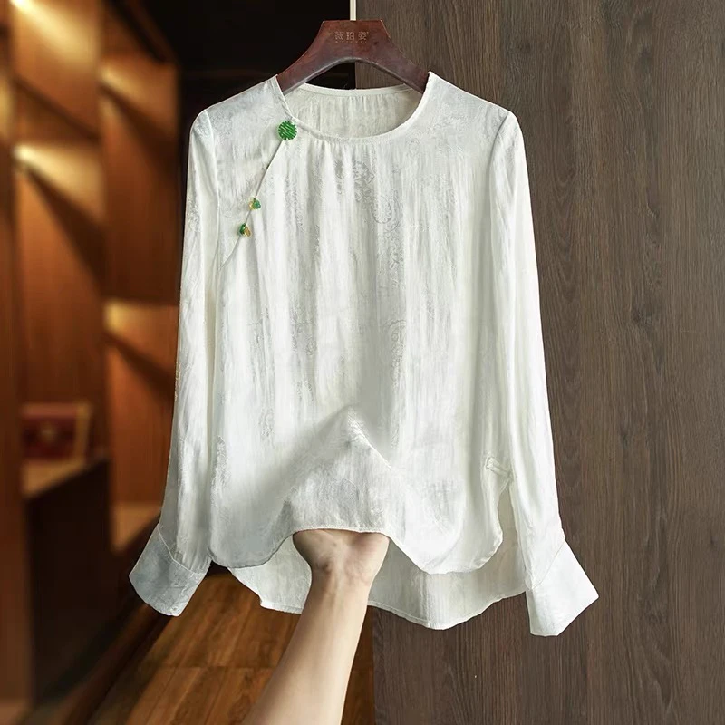 南油朱朱 衬衣绿色盘扣三色229