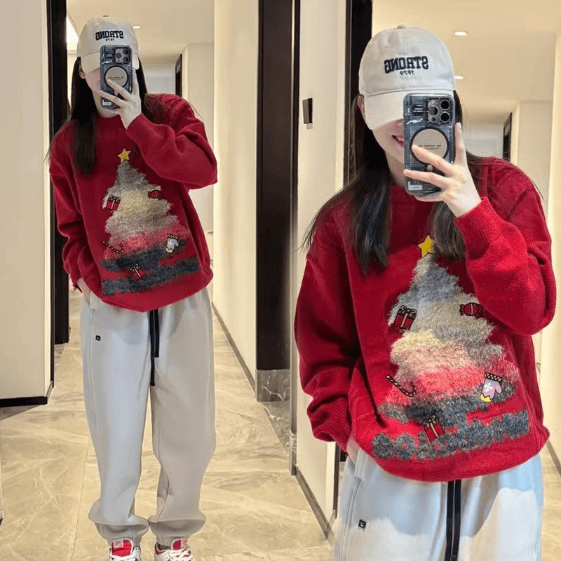 圣诞树百搭孕妇毛衣秋冬季新款慵懒风宽松加厚孕妇装针织上衣