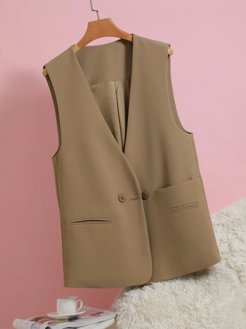 西装马甲女春秋2024新款设计感小个子外搭坎肩V领无袖马夹外套