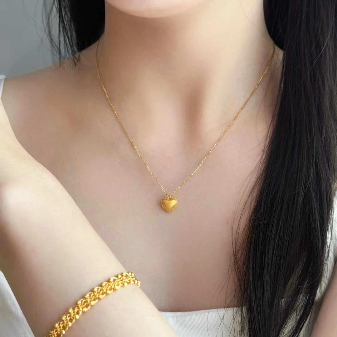 钛钢项链 2024新款爆款拉丝爱心项链百搭时尚轻奢高级感毛衣链
