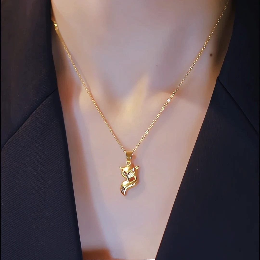 钛钢项链 轻奢时尚小狐狸项链小众百搭高级感锁骨链毛衣配饰气质