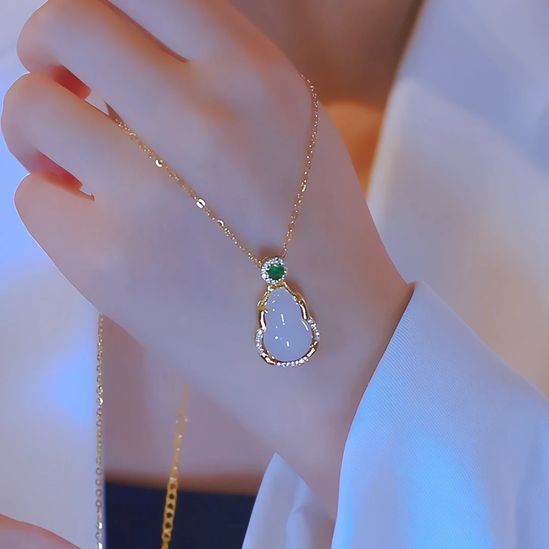 钛钢项链 新中式小葫芦轻奢镶钻项链精致百搭小众锁骨链女款礼物