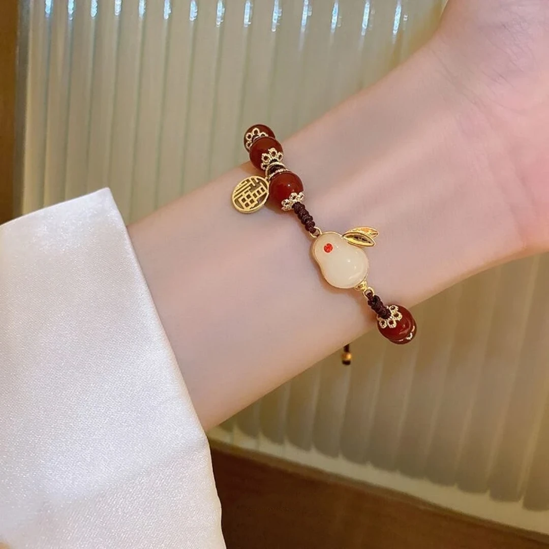 非金属手链 百搭编织手工兔子手链情侣小众简约气质国风