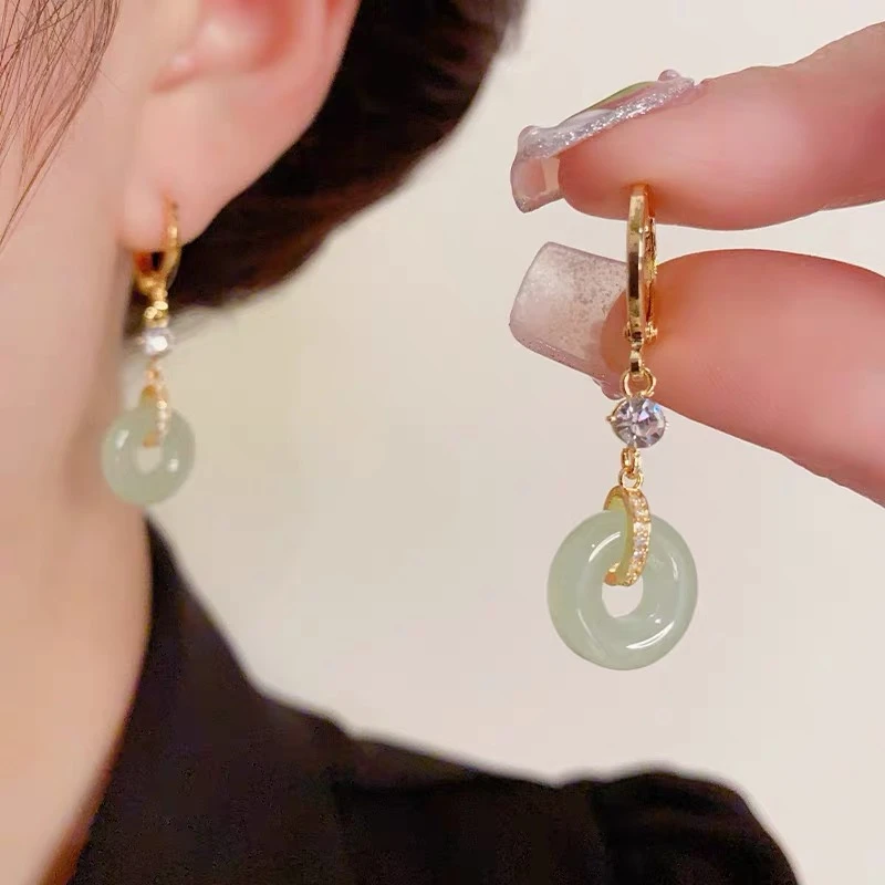 钛钢耳饰 中国风平安扣耳扣气质中长款百搭耳环流苏耳坠高级感