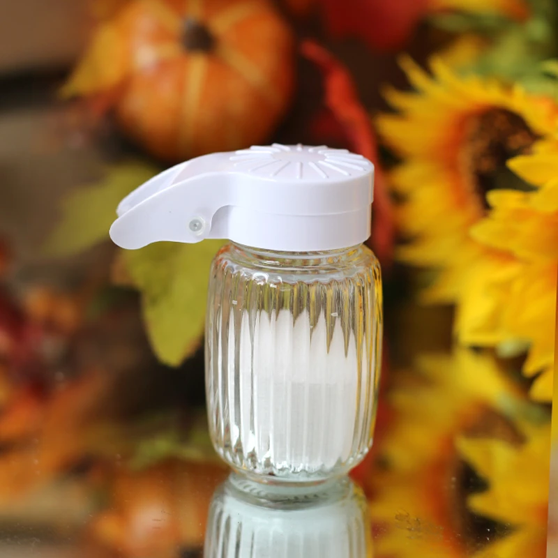 户外便携玻璃带孔调料瓶子烧烤调味瓶单手开盖盐瓶烧烤露营用品