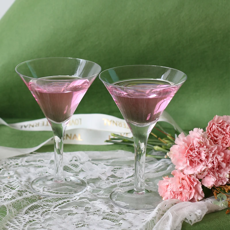 马天尼杯香槟三角鸡尾酒杯创意酒吧调酒爆款玻璃高脚杯2只套装