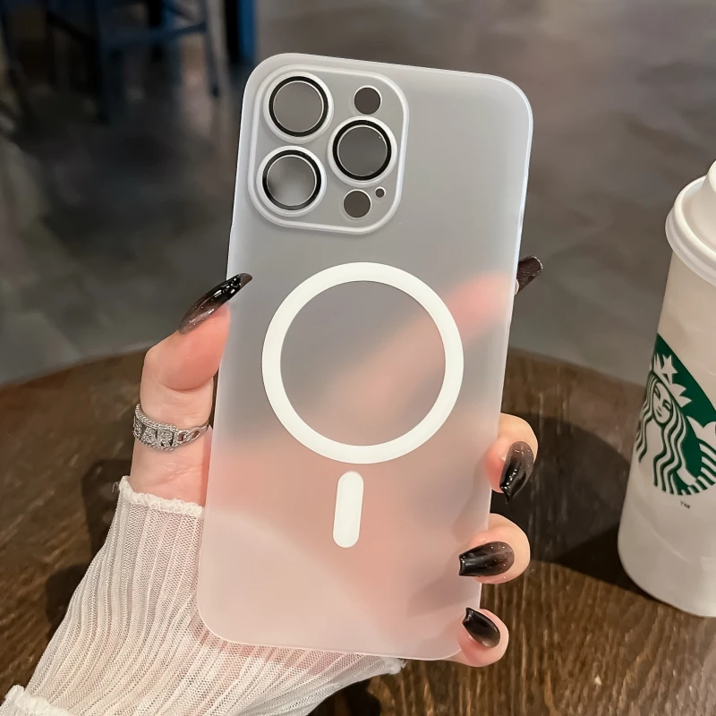 苹果15promax手机壳iPhone14磨砂肤感13磁吸12自带镜头膜11保护套