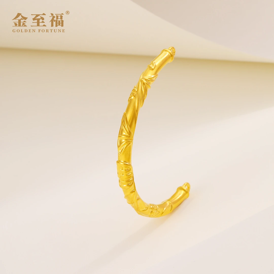 金至福足金国潮经典时尚百搭轻奢大气diy设计配件莲花弯管ZJSC08