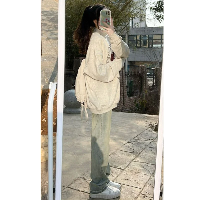 直筒牛仔裤女黄泥色2024年新款千禧风高街ins潮窄版阔腿拖地裤潮