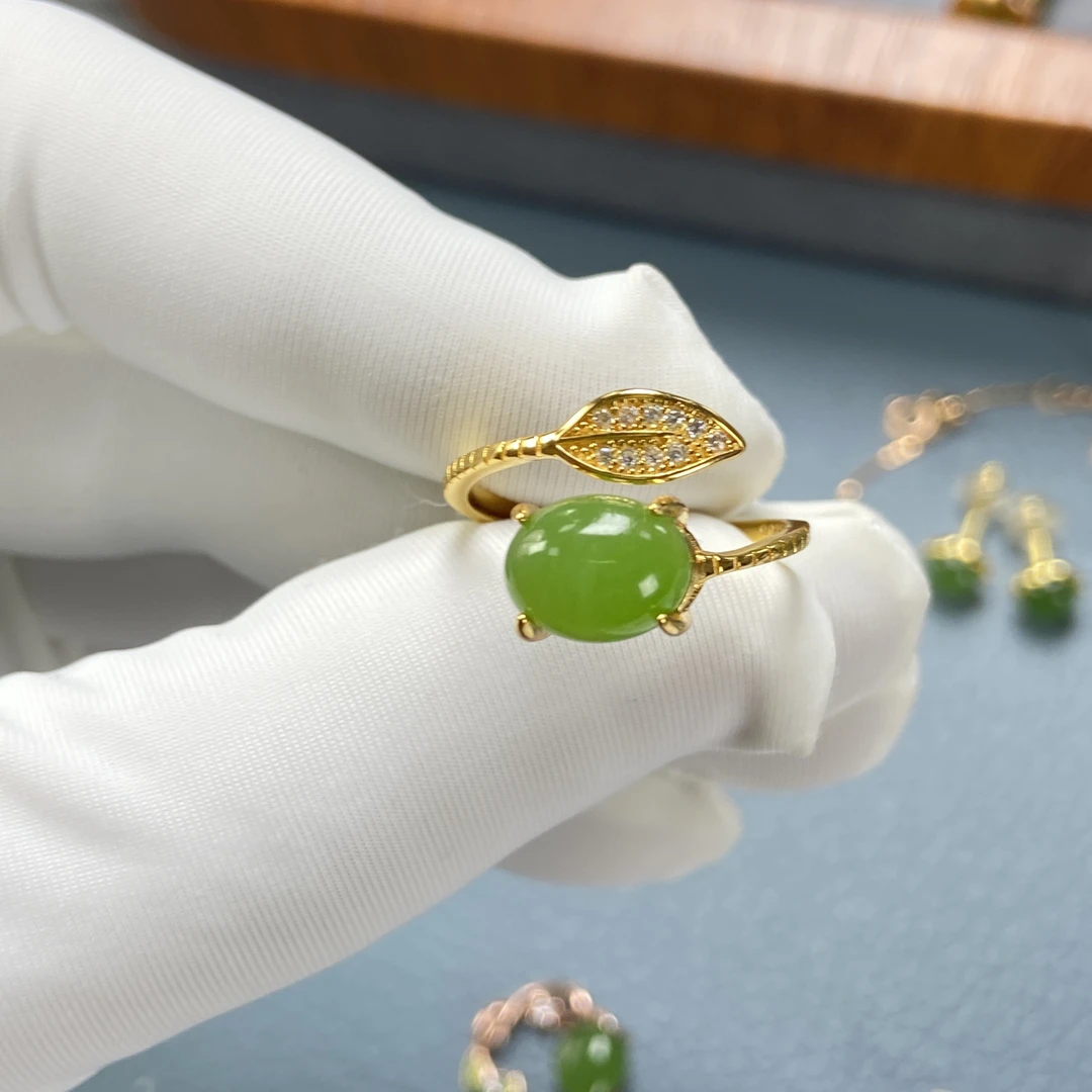 天然和田玉碧玉女戒925银轻奢  KY0006R