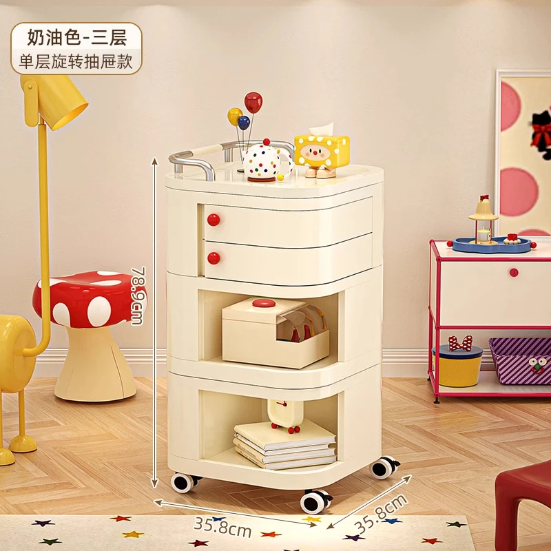 【多巴胺波比柜】零食小推车置物架可移动旋转化妆品定制柜床头柜