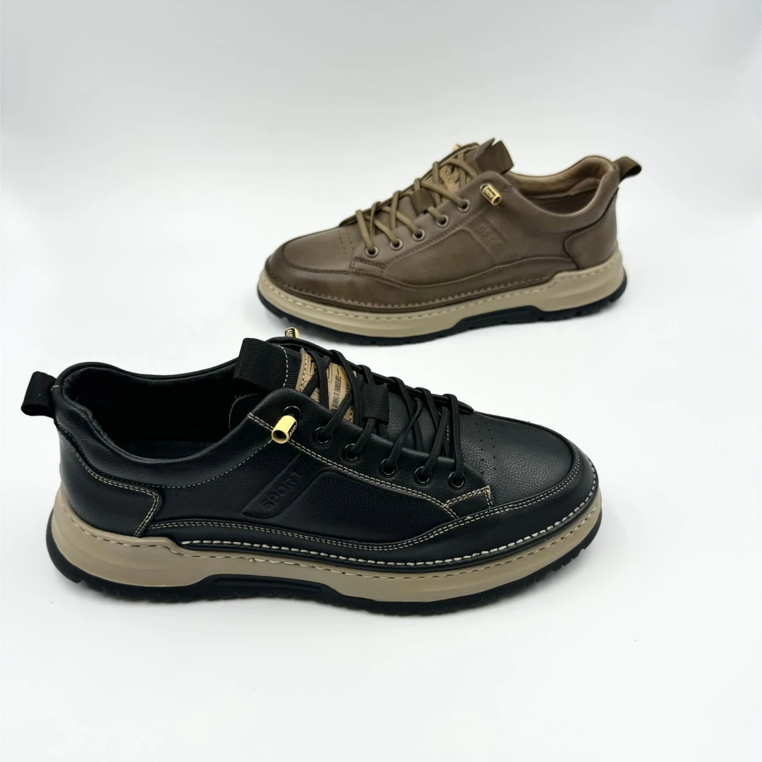 夏季男士新款百搭英伦休闲皮鞋时尚舒适系带真皮板鞋（27168）