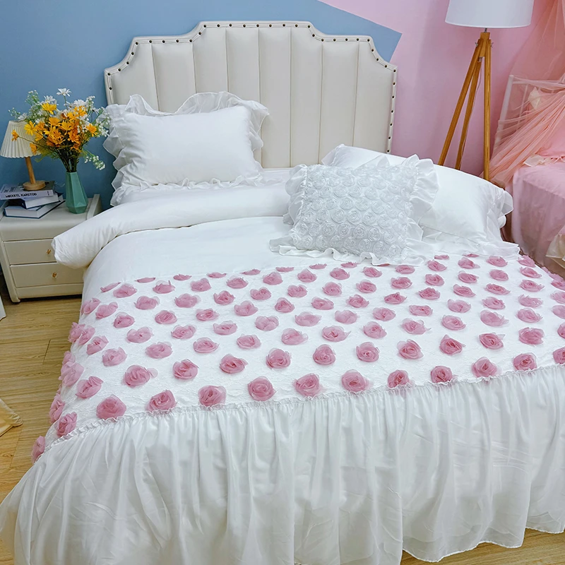 法式复古轻奢春夏韩版公主风床裙款法式玫瑰花四季款四件套