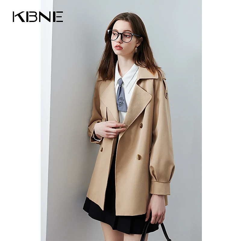 KBNE秋装新款外套双排扣休闲英伦风风衣730117012