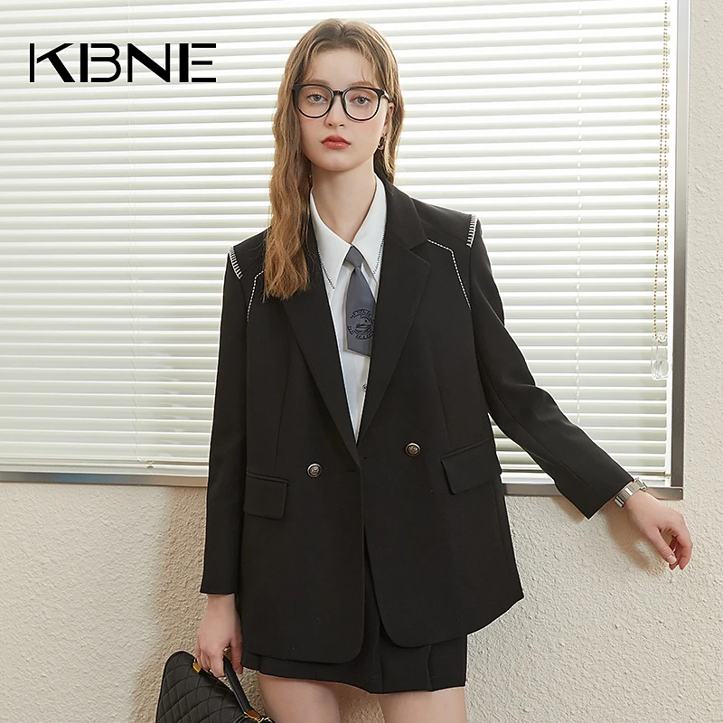 西装外套女小个子黑色上衣kbne2024春季秋季长袖学院风爆款小西服