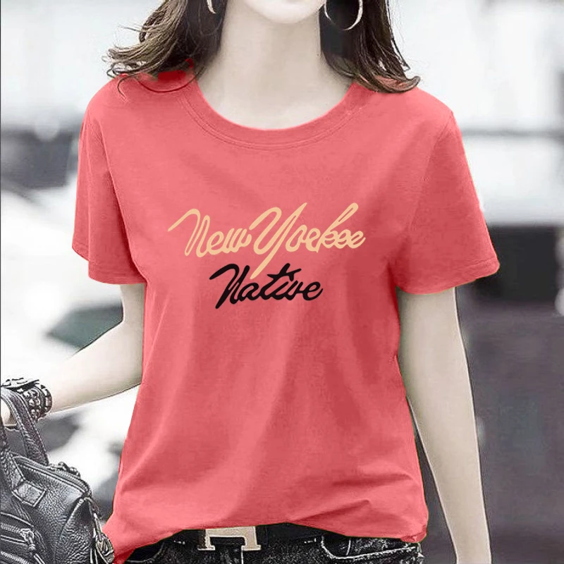 纯棉短袖t恤女士2024春夏气质印花宽松显瘦大码胖MM半袖体恤上衣