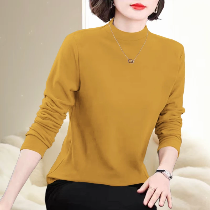 秋冬双面德绒上衣女时尚洋气时髦女款高档次半高领女士保暖打底衫