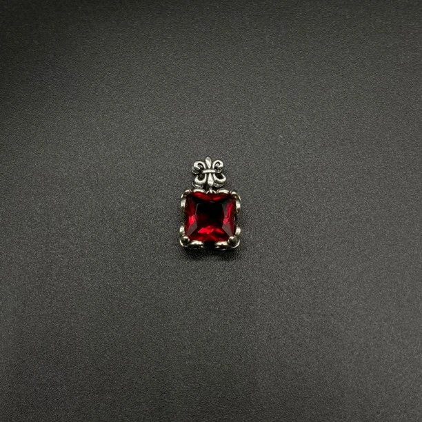 吊坠925银合成锆石 克罗款红色吊坠YXL999