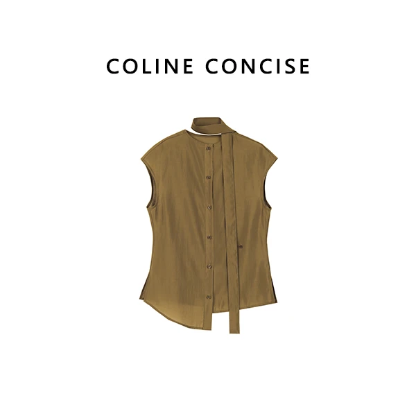 COLINE CONCISE2024夏季新品气质衬衫时尚女士不规则上衣衬衣