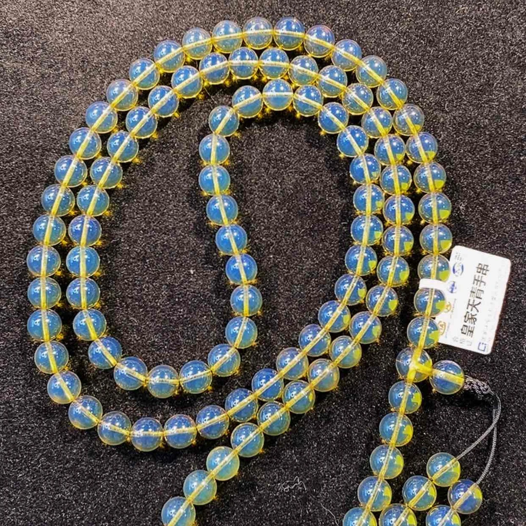 【闪购商品】琥珀手链未镶嵌社***料缅甸皇家天青