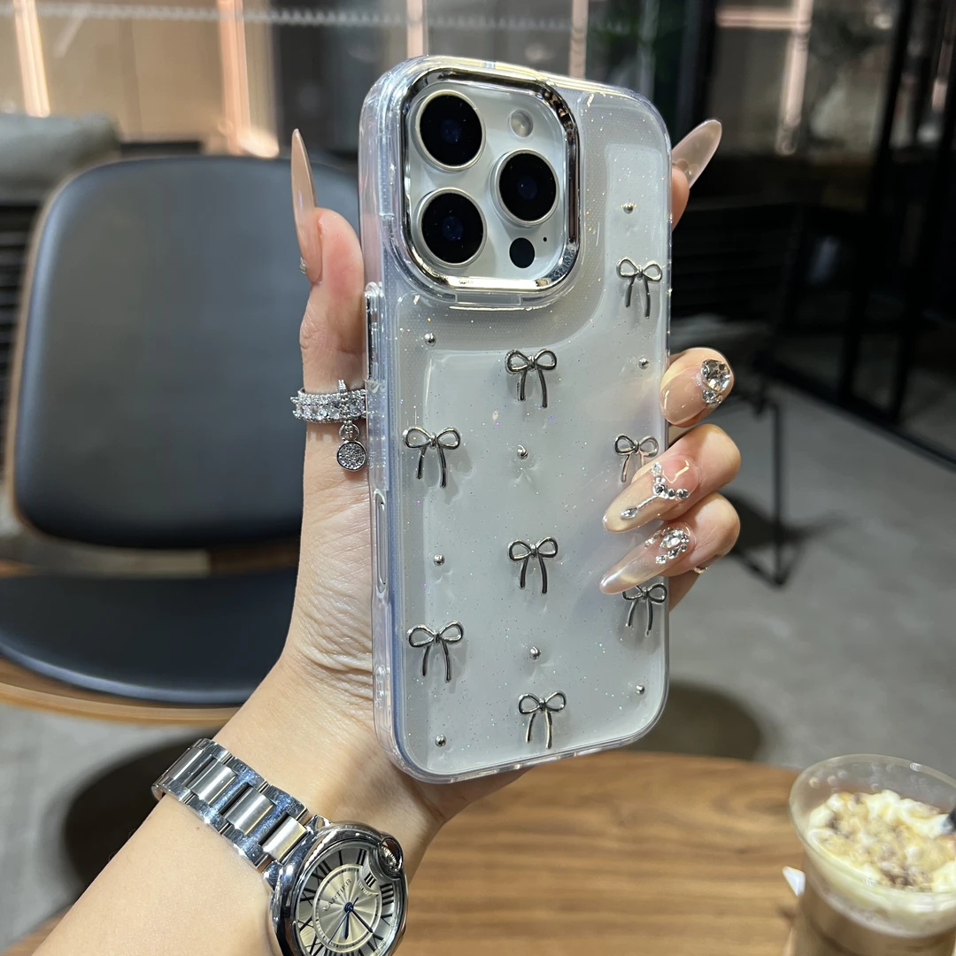 透明滴胶蝴蝶结适用苹果15promax手机壳iPhone14全包13女12/11软