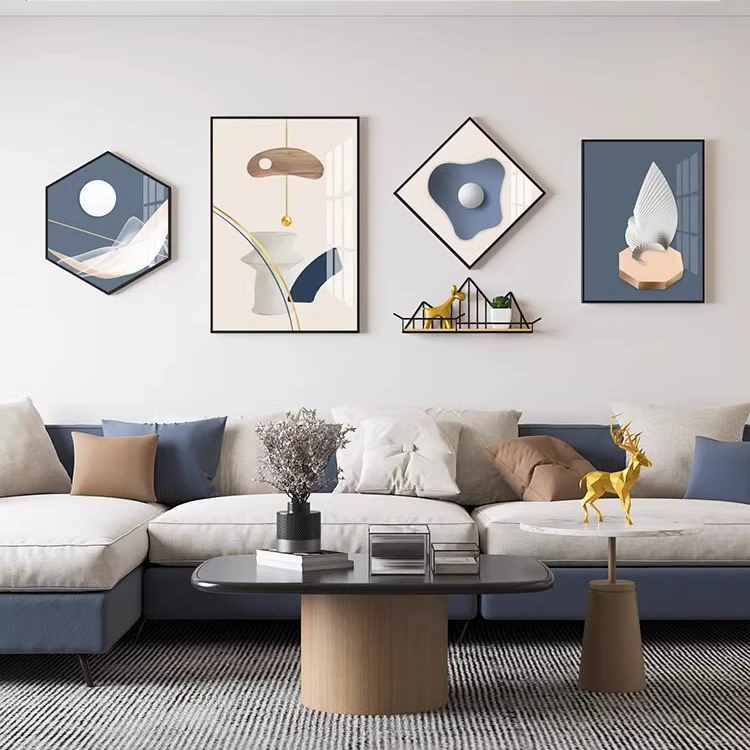 北欧抽象组合客厅沙发背景墙装饰画现代简约轻奢挂画餐厅墙面壁画