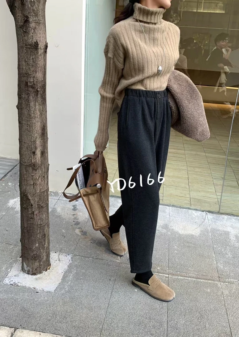 D126女装烟蒂新面料宽松萝卜裤6166