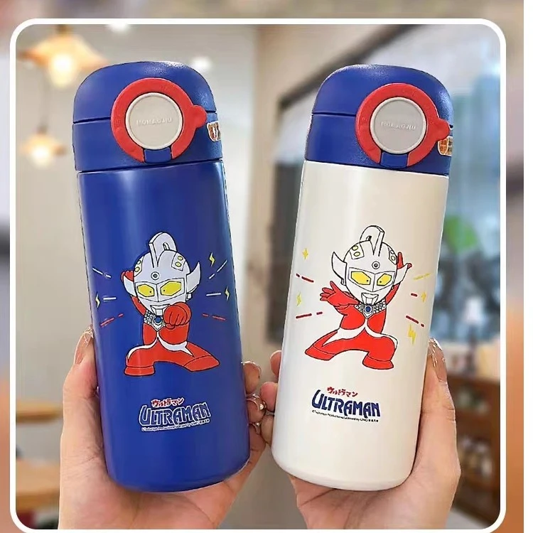 Y030儿童奥特316吸管480ML带杯套保温杯9034