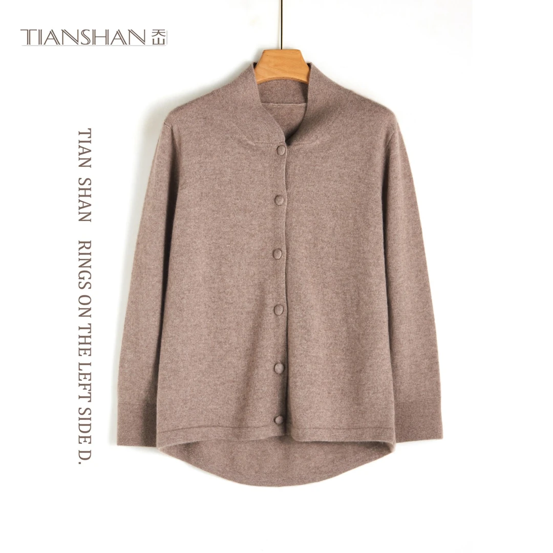 天山品牌【100%山羊绒】秋冬时尚针织长袖宽松版纯色女款-YKNL3600T