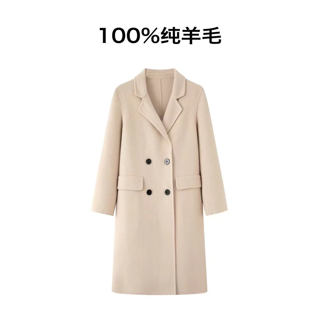 【大红门好物专属】小个子中长款显瘦气质韩版双面尼羊毛大衣2216