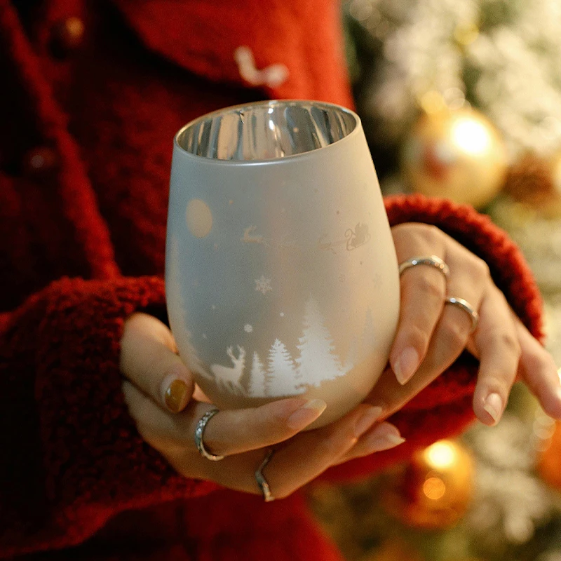 2024新款礼盒装圣诞雪花平安高颜值酒杯少女心礼物水杯香槟高脚杯