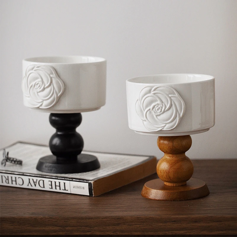 泽滕家香薰蜡烛台法式高脚杯陶瓷轻奢高档摆件复古蛋糕装饰氛围感
