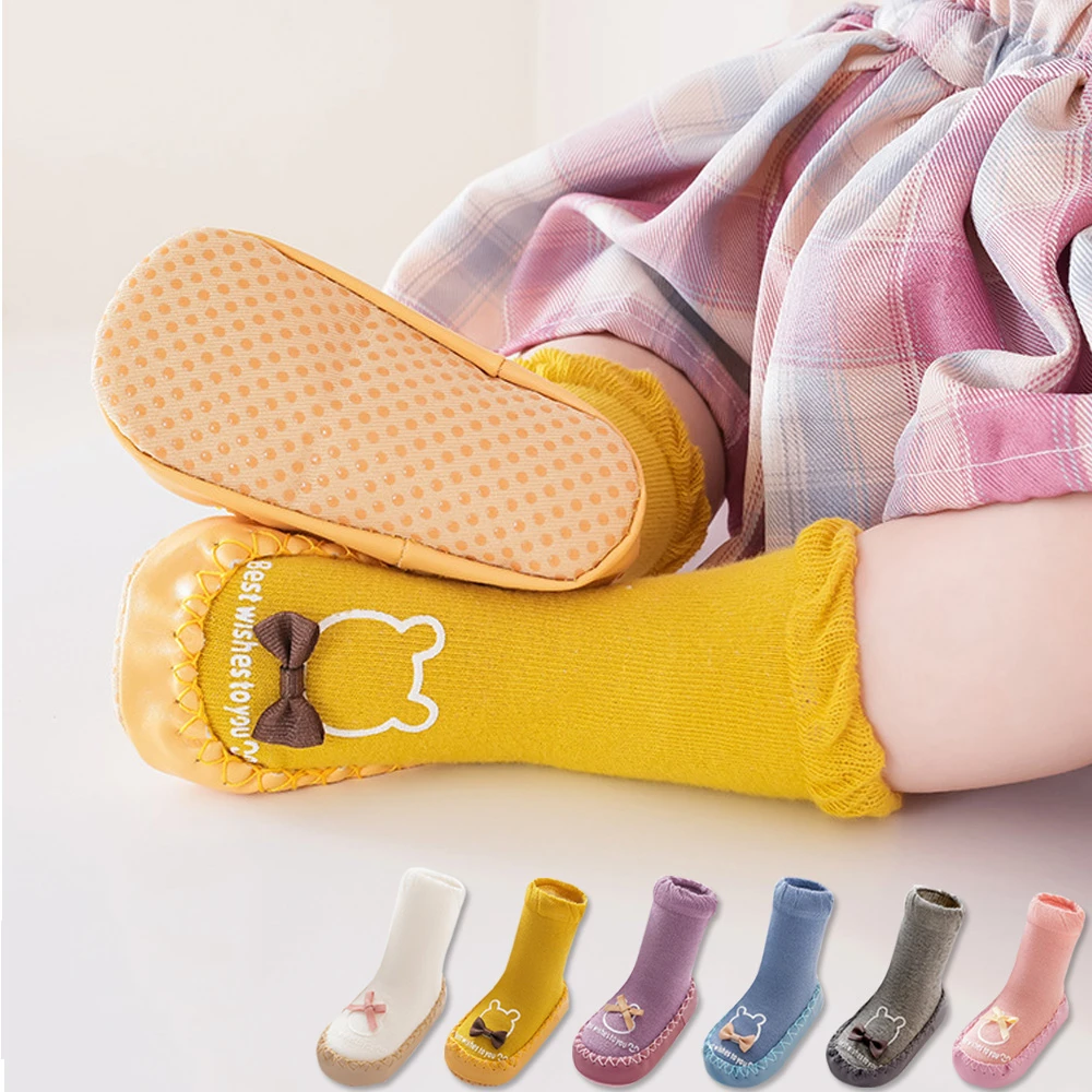 儿童地板袜防滑宝宝袜套婴儿袜子鞋软底厚底中筒皮底袜春秋卡通