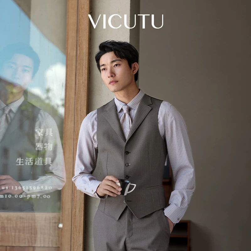 威可多男士西装马甲24秋季新款混纺舒适商务通勤婚礼百搭结婚马甲