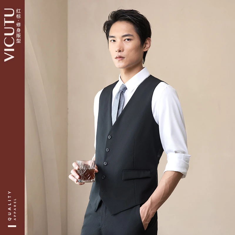 威可多男士内搭休闲职业马甲春秋绵羊毛商务正装时尚婚礼修身