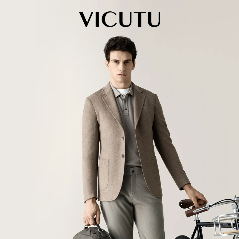 【收藏家-雅丹风】威可多休闲西服春秋绵羊毛轻奢商务双面呢西装男
