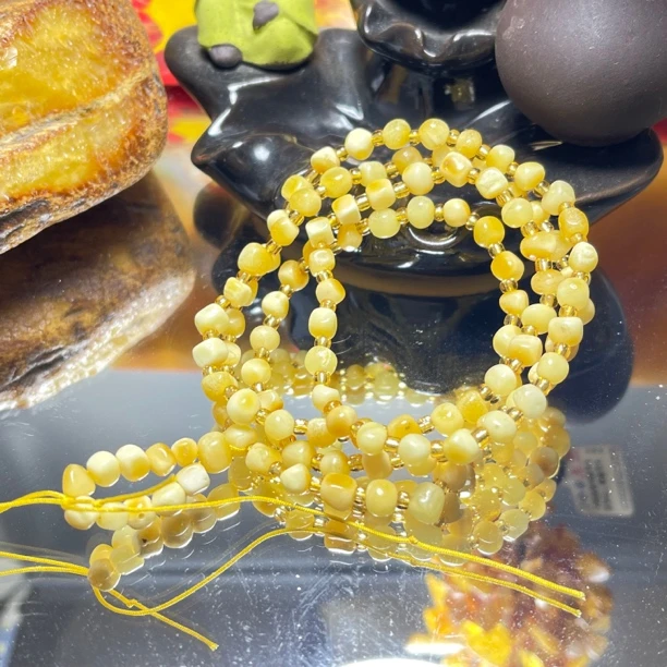 天然俄料琥珀蜜蜡5+白蜡方糖男女款项链（发其一）