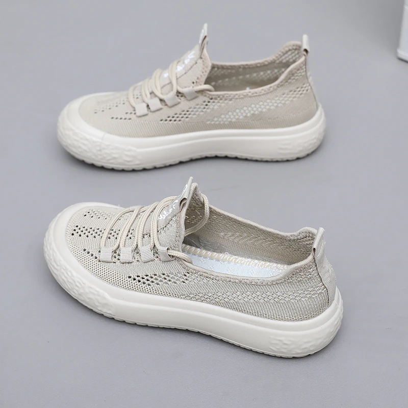 网鞋女2024夏季新款百搭平底小白鞋一脚蹬休闲鞋透气网面学生鞋女