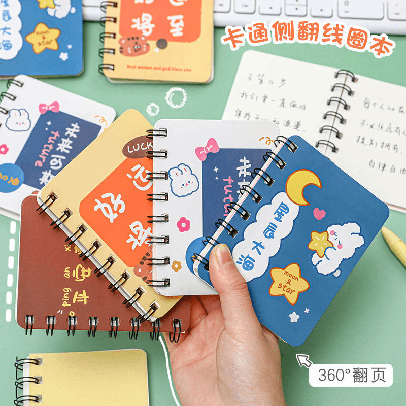 励志创意文字侧翻线圈本记事笔记本便携可爱活页本小学初中生奖品