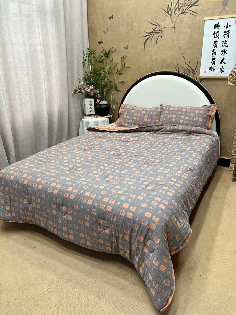 告白气球-1.5*2米加厚冬被A类纯棉双层纱色织提花大豆被可机洗