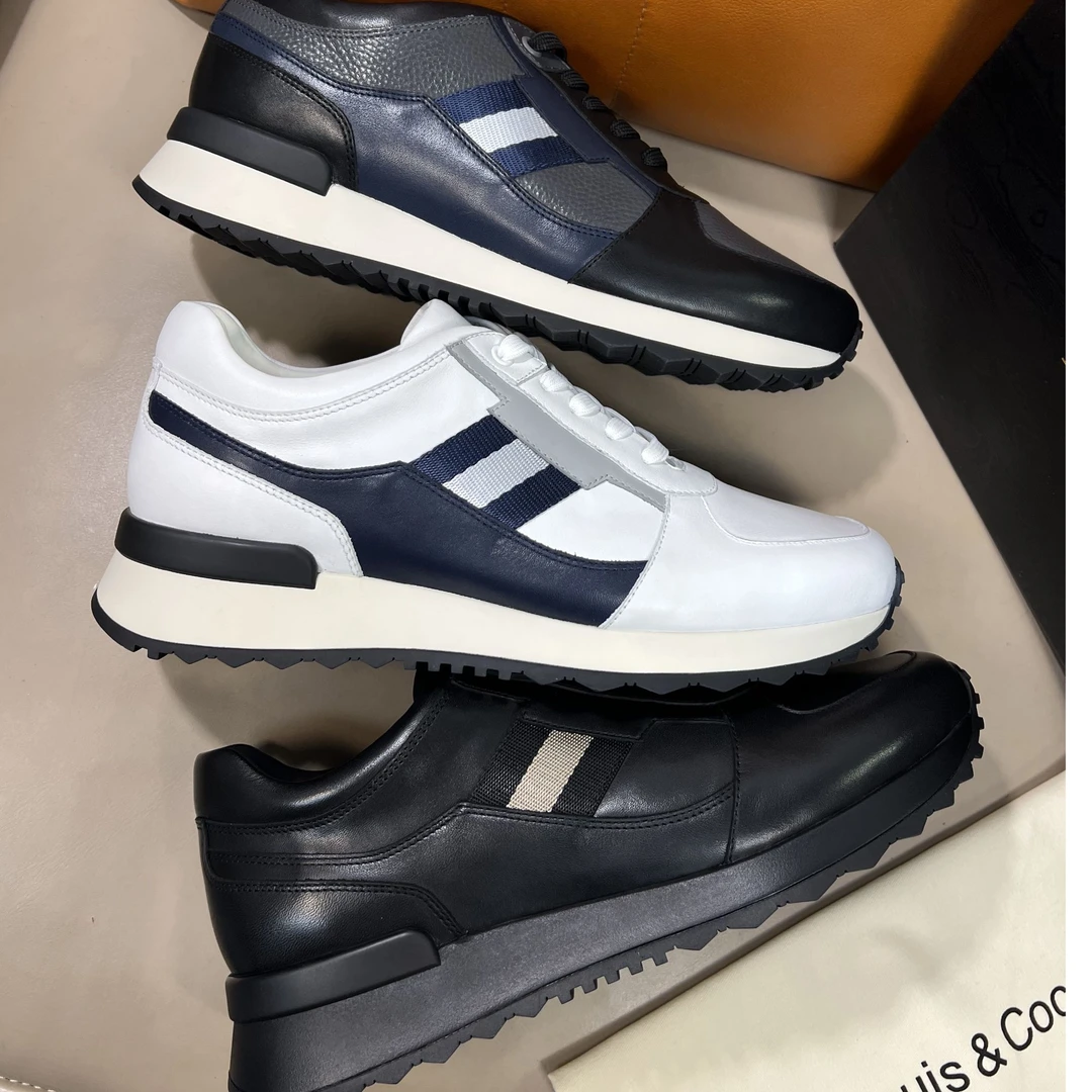 新款男士轻奢高端时尚百搭潮流低帮系带休闲商务鞋真皮男款鞋子