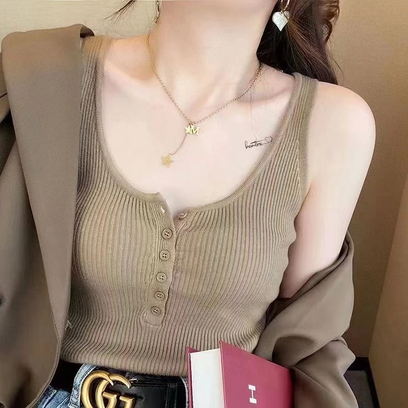 莫代尔针织吊带背心女大码春夏季薄款百搭外穿内搭打底衫无袖上衣