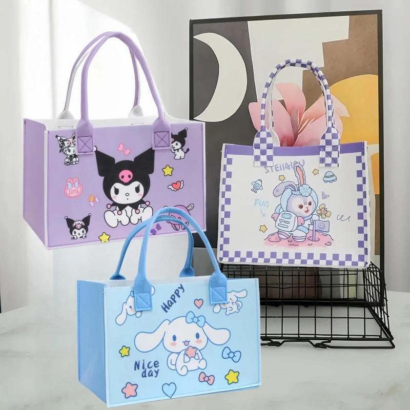 卡通毛毡包大容量手提购物袋加厚轻便妈咪包新款百搭百日宴伴手礼