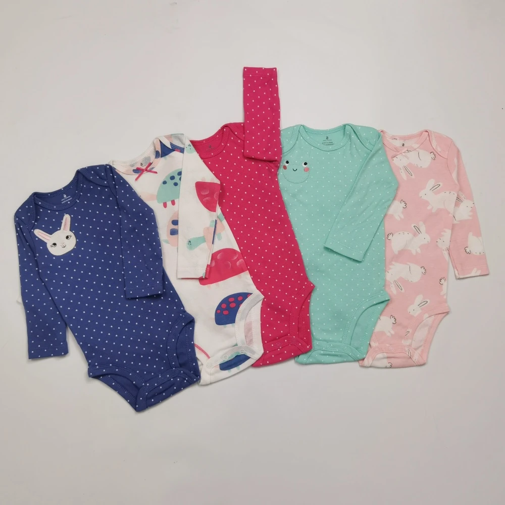 5件长袖哈衣针织幼儿女宝婴童新生儿