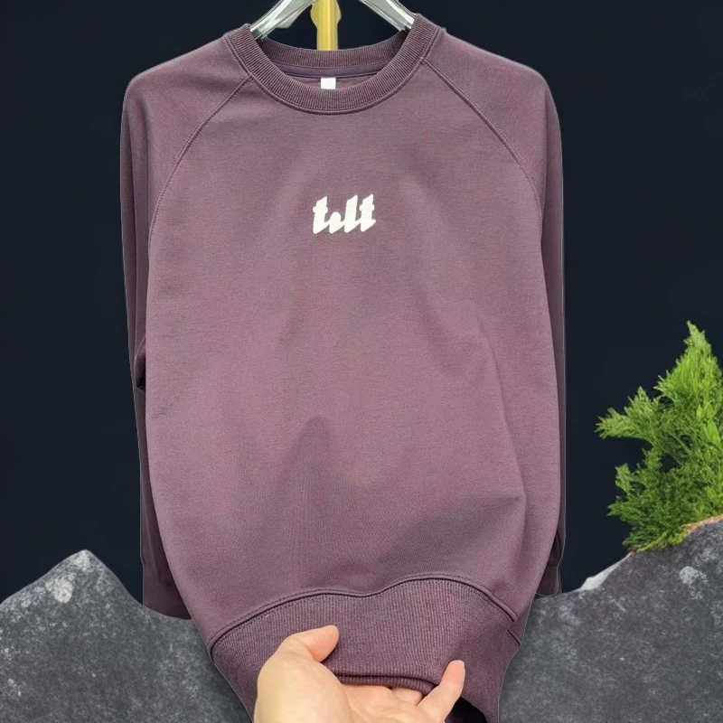 2024初秋新款空气层高品质男士休闲时尚百搭韩版刺绣宽松圆领卫衣