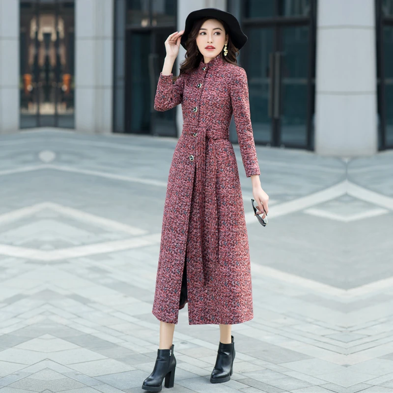 2024秋冬新款立领毛呢外套修身显瘦气质长款过膝保暖羊毛大衣