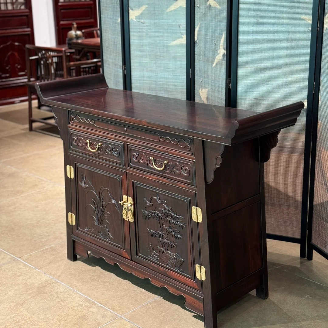 宁煊老挝大红酸枝玄关柜清式翘头二联橱红木家具交趾黄檀中式储物